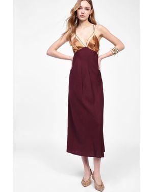 Dixie Abito Lungo Con Spalline E Scollo - Rosso