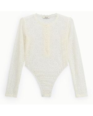 Dixie Body En Dentelle À Manches Longues Et Boutons - Blanc