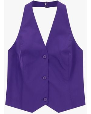 Dixie Gilet À Encolure Américaine Boutonné Devant - Violet