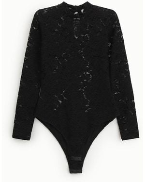 Dixie Body Dentelle Florale Manches Longues - Noir