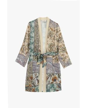 Dixie Cappotto Leggero Fantasia Floreale Cintura Coordinata - Bianco
