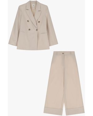 Dixie Completo Giacca Doppiopetto E Pantalone Palazzo - Bianco