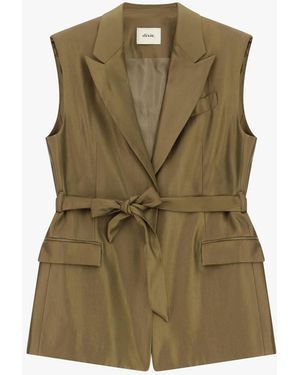 Dixie Veste Sans Manches Longue Ceinturée À Poches - Vert