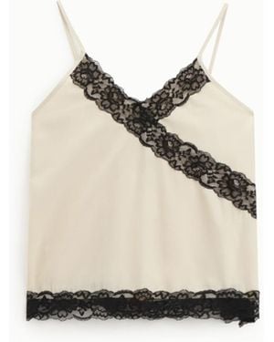 Dixie Top Spalline Sottili Con Inserti - Bianco