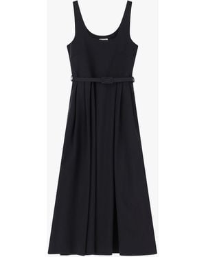 Dixie Abito Midi Con Cintura E Gonna A Ruota - Nero