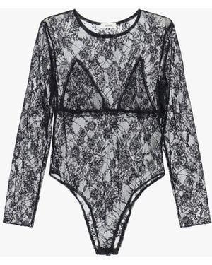 Dixie Body En Dentelle À Manches Longues - Noir