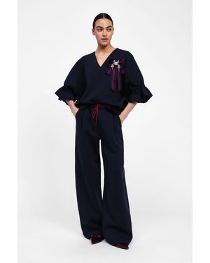 Dixie Pantaloni Ampi Con Dettaglio Cordino - Blu