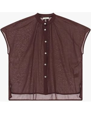 Dixie Chemise Ample À Col Mao Manches Courtes - Violet