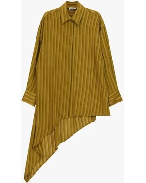 Dixie Camicia Lunga A Righe Con Orlo Asimmetrico - Verde