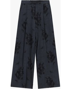 Dixie Pantaloni Palazzo Stampati A Vita Alta - Blu