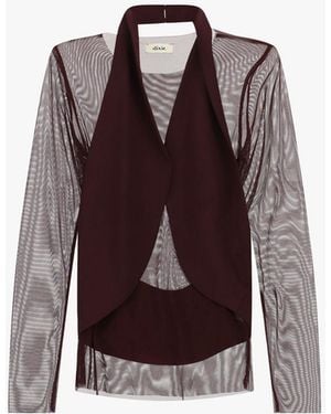 Dixie Top À Manches Tulle Et Effet Croisé Devant - Rouge