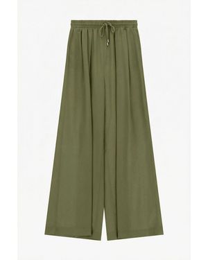 Dixie Pantalon Palazzo Taille Haute À Cordon - Vert