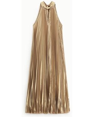 Dixie Abito Lungo Plissé Senza Maniche Scollo Allacciato - Neutro