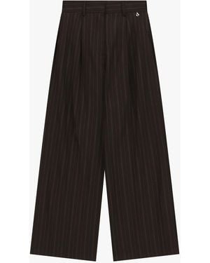 Dixie Pantalon Palazzo Rayé Taille Haute À Pinces - Noir