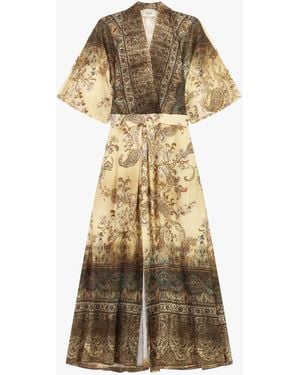 Dixie Vestito Midi Stampa Paisley Cintura Coordinata - Neutro