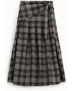 Dixie Jupe Longue Taille Haute À Carreaux Et Ceinture Nouée - Noir