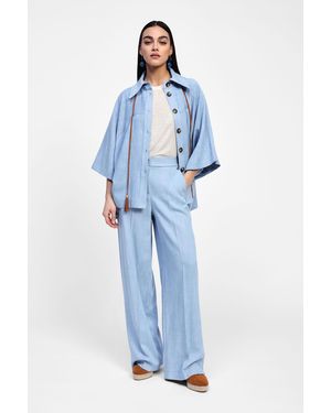 Dixie Pantaloni Effetto Denim Ampi A Vita Alta - Blu
