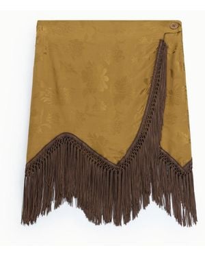 Dixie Jupe Courte Imprimée À Franges Décoratives - Neutre