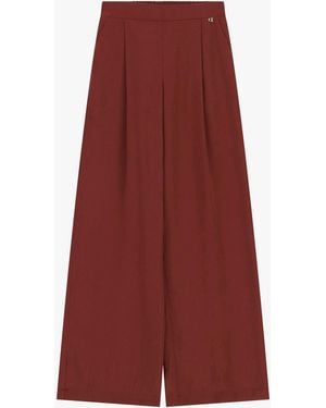 Dixie Trousers Palazzo Taille Haute Avec Poches - Rouge
