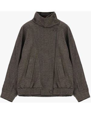 Dixie Giubbotto Bomber Con Collo Alto E Zip - Marrone