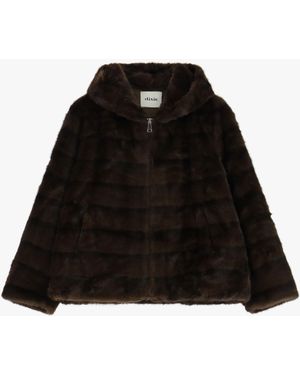 Dixie Eco-Fur Corta Con Cappuccio E Chiusura Zip - Nero