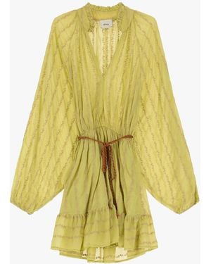 Dixie Robe Courte À Manches Larges - Jaune