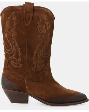 Dixie Bottes Western À Broderies Et Bout Pointu - Marron