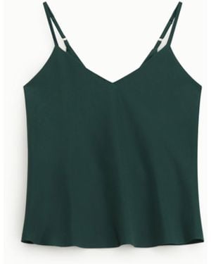 Dixie Top Spalline Sottili Scollo A V Tinta Unita - Verde