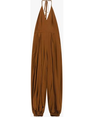 Dixie Jumpsuit Ample À Col Halter Et Bas Élastiqué - Marron