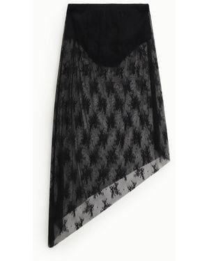 Dixie Jupe Longue Asymétrique En Tulle À Motif Floral - Noir