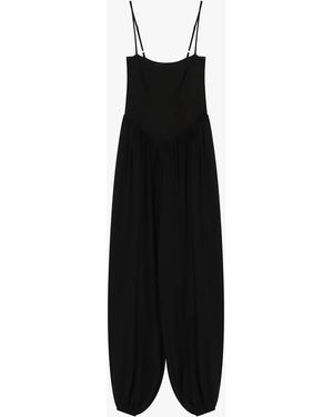 Dixie Jumpsuit Large À Bretelles Et Bas Élastiqué - Noir