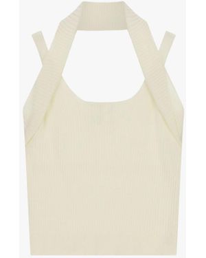 Dixie Top A Costine Senza Maniche Con Scollo Quadrato - Bianco