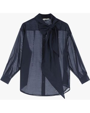 Dixie Camicia Lunga Con Nodo Decorativo - Blu