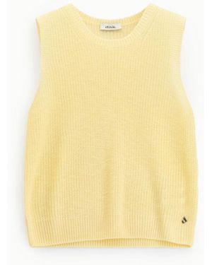 Dixie Pull Sans Manches Col Rond Coupe Droite - Jaune