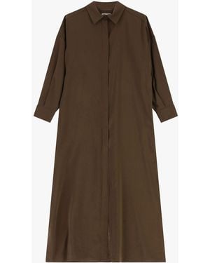 Dixie Abito Lungo Camicia Con Maniche Lunghe E Spacchi - Marrone