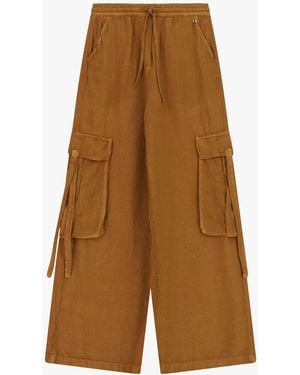 Dixie Pantalon Palazzo À Poches Cargo Et Cordon - Marron