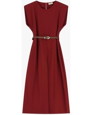Dixie Jumpsuit Midi Senza Maniche Con Cintura - Rosso