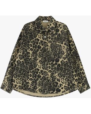 Dixie Camicia Stampa Animalier Con Tasca Frontale - Verde