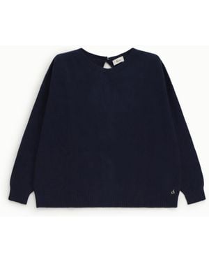 Dixie Pull Col Rond Détail Ouverture Dos Et Manches Longues - Bleu
