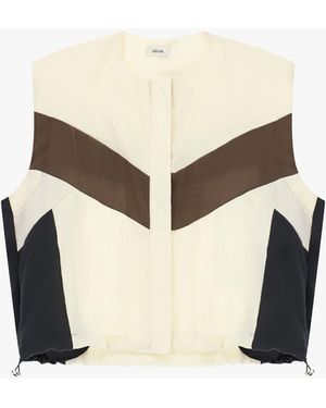 Dixie Gilet Corto Con Motivo A Blocchi E Coulisse - Nero