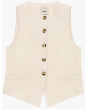 Dixie Gilet Con Abbottonatura Frontale E Tasche A Filetto - Bianco