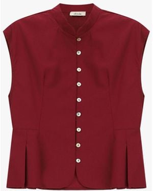Dixie Camicia Senza Maniche Con Collo Alla Coreana - Rosso