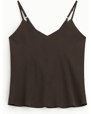 Dixie Top Spalline Sottili Scollo A V Tinta Unita - Nero