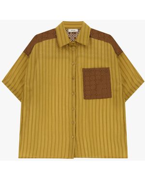 Dixie Camicia A Righe Con Tasca E Dettagli Traforati - Giallo
