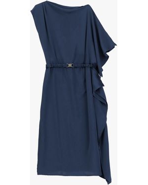 Dixie Robe Midi Sans Manches Avec Ceinture Froncée - Bleu