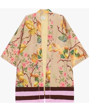 Dixie Cappotto Leggero A Fantasia Floreale E Maniche Ampie - Grigio
