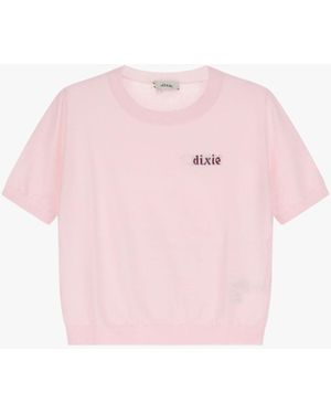 Dixie Pull Col Rond Manches Courtes - Rose