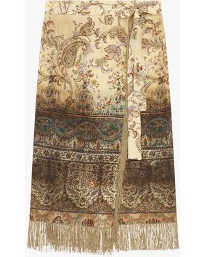 Dixie Gonna Lunga Fantasia Paisley Con Frange - Neutro