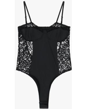 Dixie Body À Empiècements De Dentelle Et Bretelles Fines - Noir