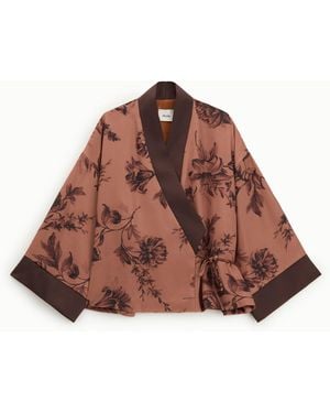 Dixie Blazer Stampato A Fiori Con Maniche Ampie - Marrone